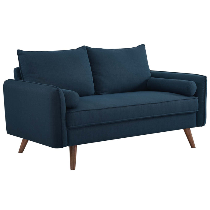 Modway Furniture Revive Upholstered Fabric Loveseat - Stylish Comfort For Modern Living Spaces With Wood Legs Blue Upholstered Fabric Eei-3091-azu