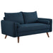 Modway Furniture Revive Upholstered Fabric Loveseat - Stylish Comfort For Modern Living Spaces With Wood Legs Blue Upholstered Fabric Eei-3091-azu