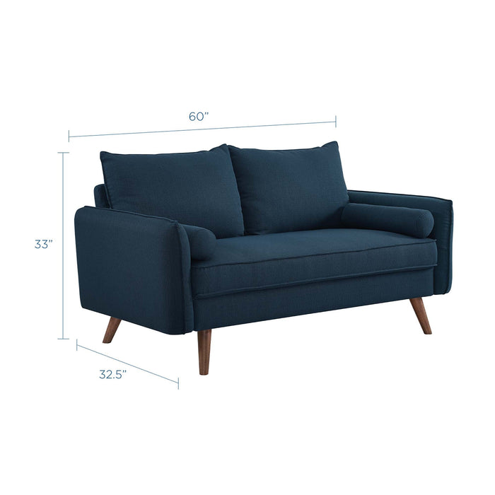 Revive Upholstered Fabric Loveseat - Stylish Comfort for Modern Living Spaces with Wood Legs