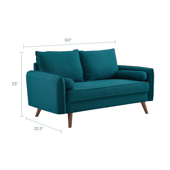 Revive Upholstered Fabric Loveseat - Stylish Comfort for Modern Living Spaces with Wood Legs