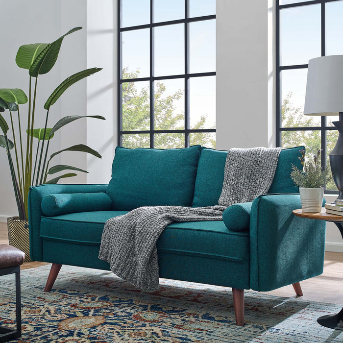 Revive Upholstered Fabric Loveseat - Stylish Comfort for Modern Living Spaces with Wood Legs
