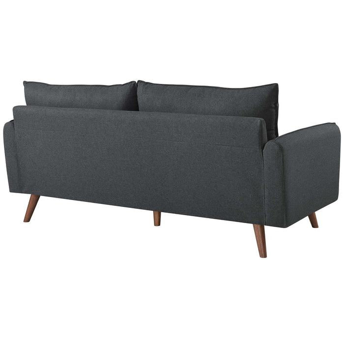 Revive Stylish Upholstered Fabric Sofa with Comfortable Design and Walnut Stained Wood Legs