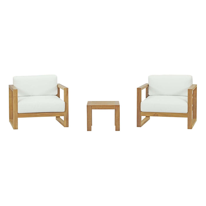 Upland 3 Piece Outdoor Patio Teak Set - alternate angle view