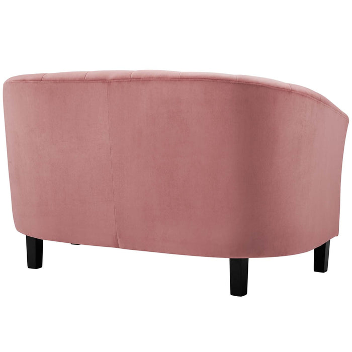 Prospect Channel Tufted Loveseat - Luxurious Performance Velvet with Chic Retro Modern Design