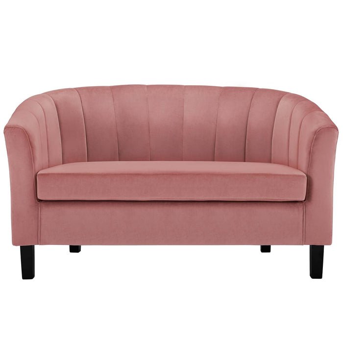 Prospect Channel Tufted Loveseat - Luxurious Performance Velvet with Chic Retro Modern Design