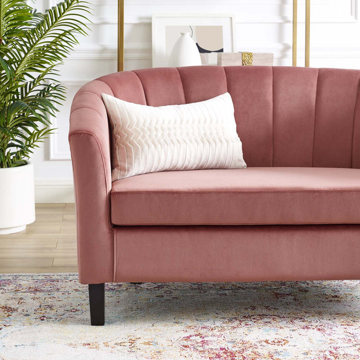 Prospect Channel Tufted Loveseat - Luxurious Performance Velvet with Chic Retro Modern Design