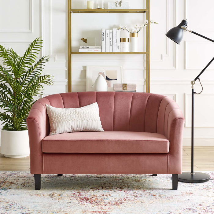 Prospect Channel Tufted Loveseat - Luxurious Performance Velvet with Chic Retro Modern Design