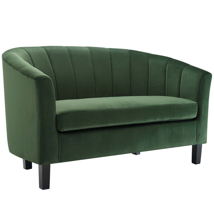 Prospect Channel Tufted Loveseat - Luxurious Performance Velvet with Chic Retro Modern Design