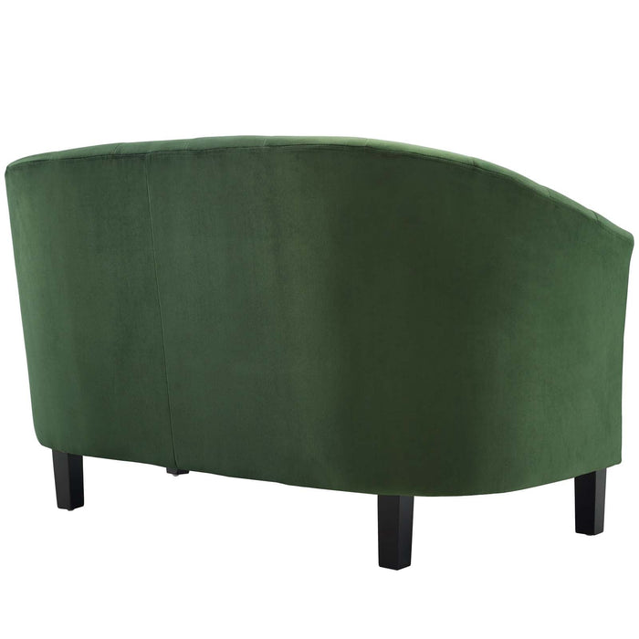 Prospect Channel Tufted Loveseat - Luxurious Performance Velvet with Chic Retro Modern Design