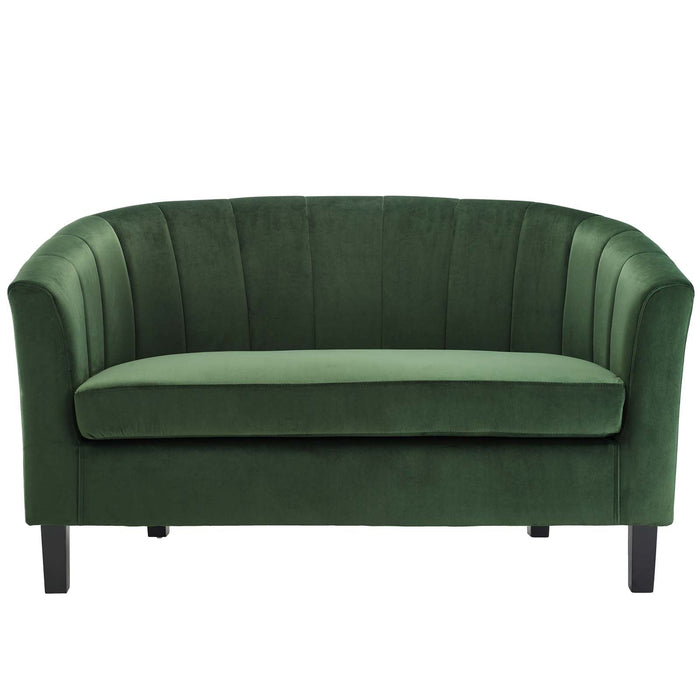 Prospect Channel Tufted Loveseat - Luxurious Performance Velvet with Chic Retro Modern Design