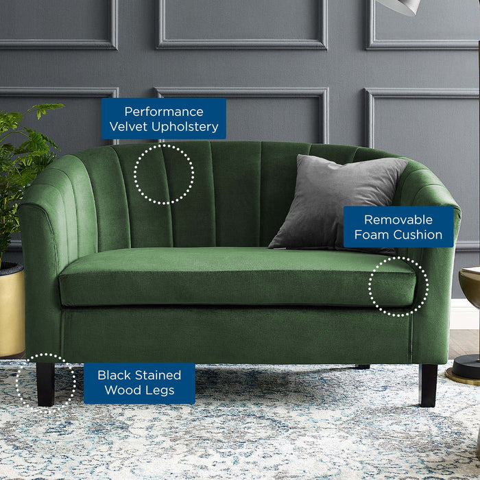 Prospect Channel Tufted Loveseat - Luxurious Performance Velvet with Chic Retro Modern Design