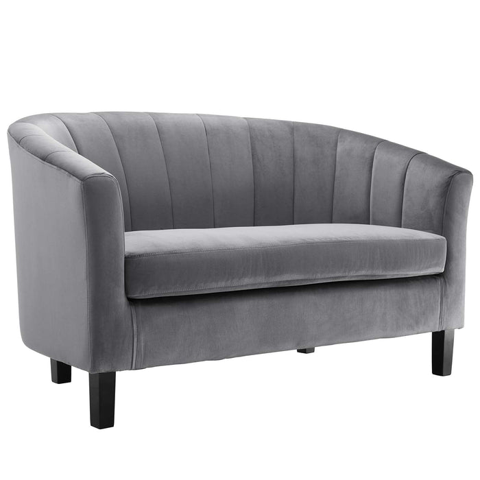 Prospect Channel Tufted Loveseat - Luxurious Performance Velvet with Chic Retro Modern Design