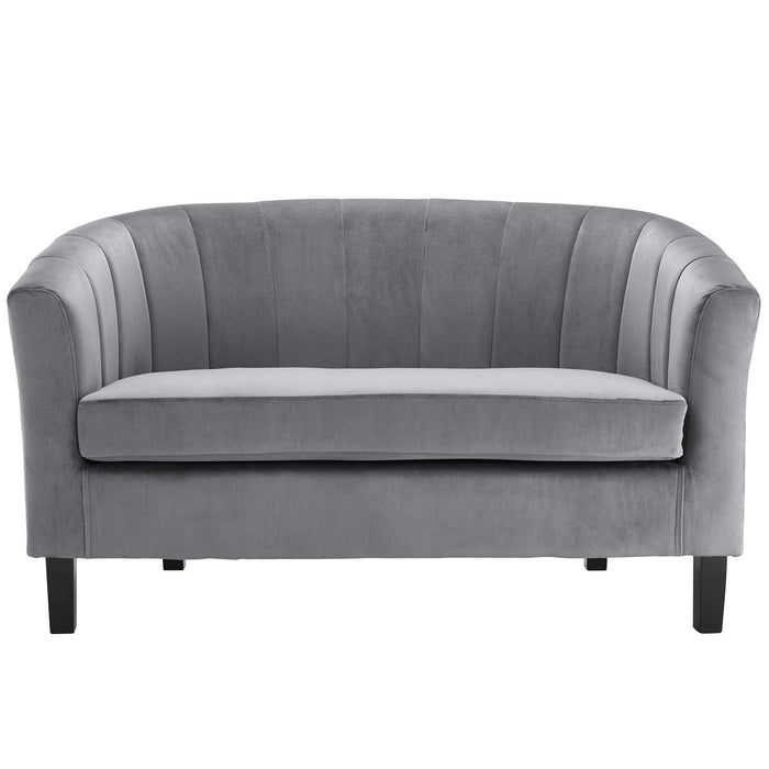 Prospect Channel Tufted Loveseat - Luxurious Performance Velvet with Chic Retro Modern Design