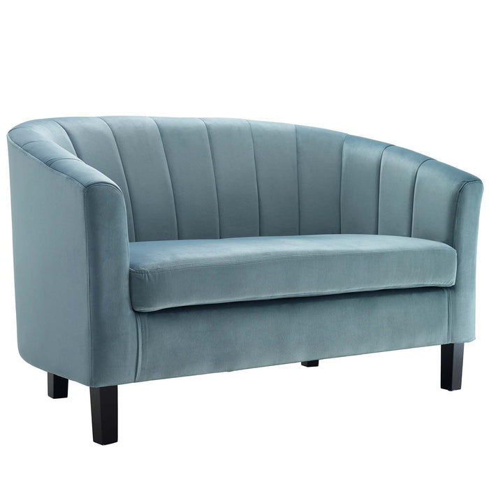 Prospect Channel Tufted Loveseat - Luxurious Performance Velvet with Chic Retro Modern Design