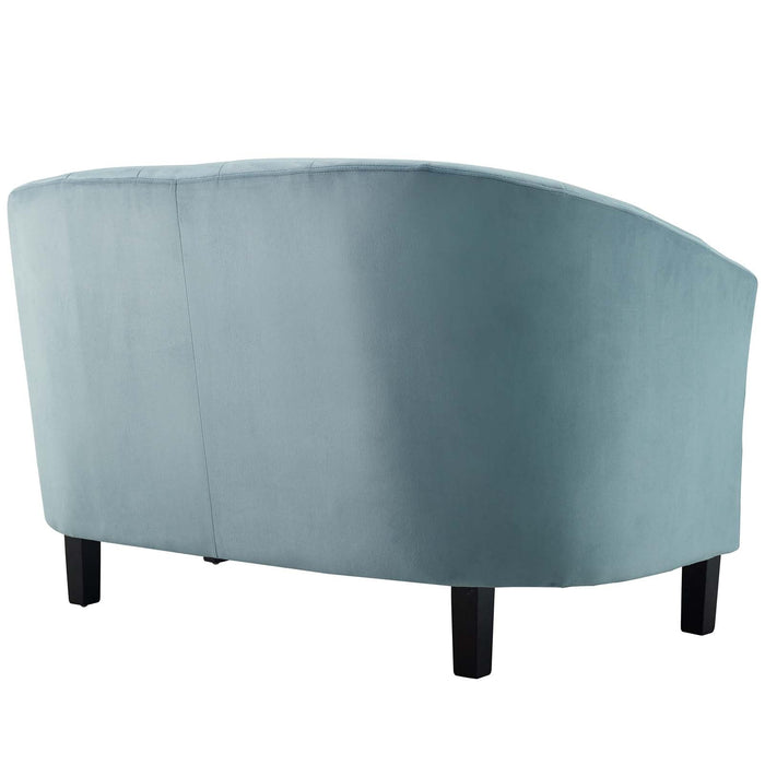 Prospect Channel Tufted Loveseat - Luxurious Performance Velvet with Chic Retro Modern Design