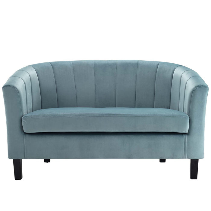 Prospect Channel Tufted Loveseat - Luxurious Performance Velvet with Chic Retro Modern Design