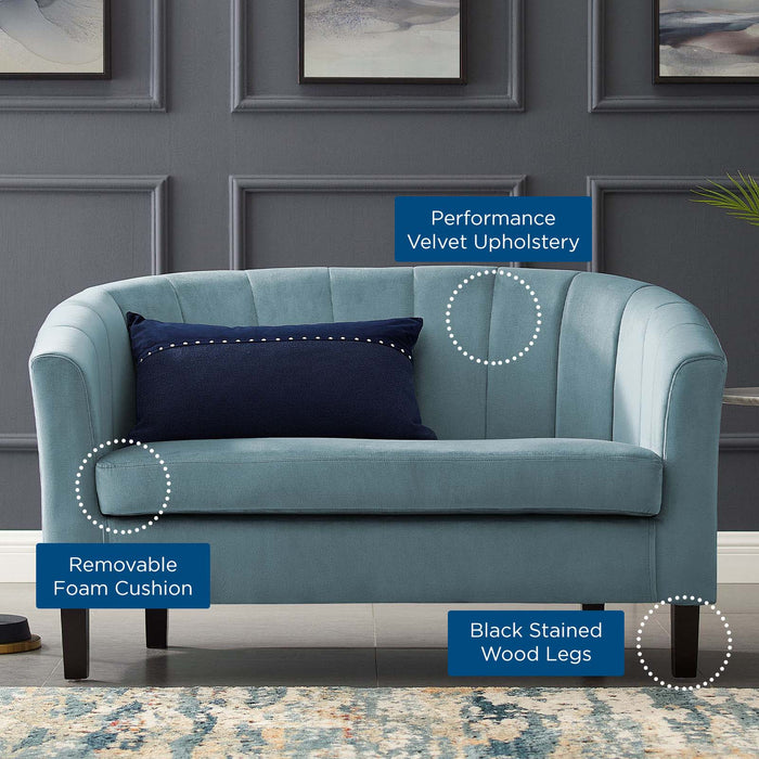 Prospect Channel Tufted Loveseat - Luxurious Performance Velvet with Chic Retro Modern Design