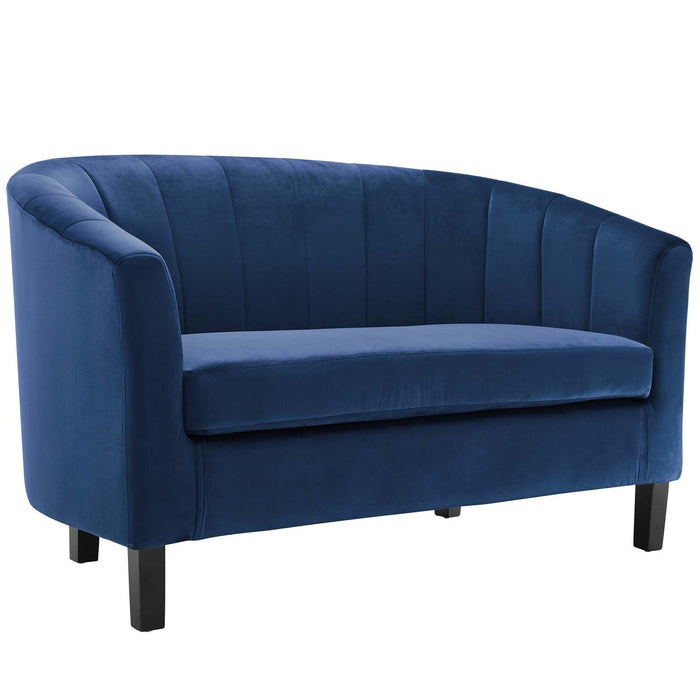 Prospect Channel Tufted Loveseat - Luxurious Performance Velvet with Chic Retro Modern Design