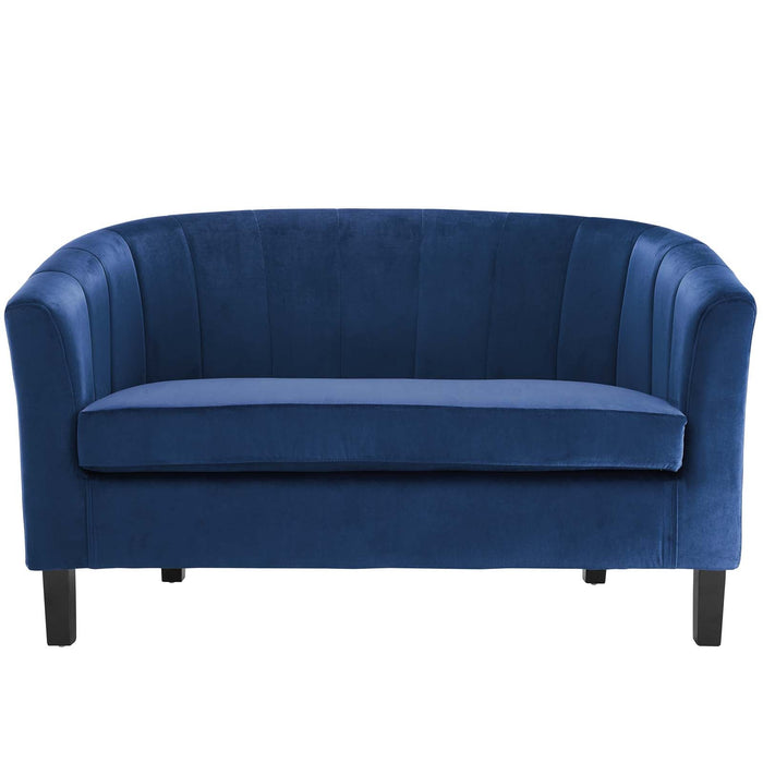 Prospect Channel Tufted Loveseat - Luxurious Performance Velvet with Chic Retro Modern Design