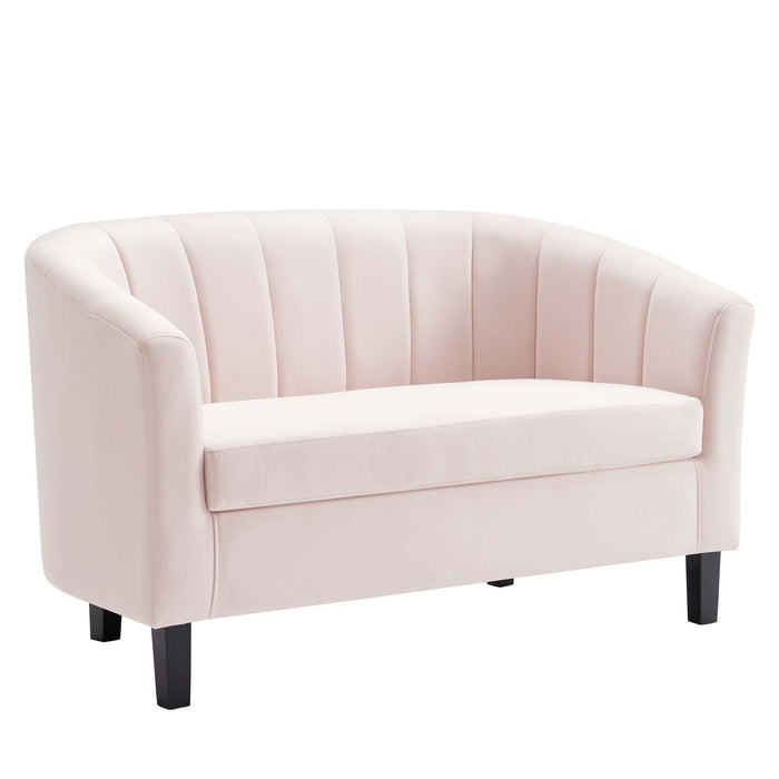 Prospect Channel Tufted Loveseat - Luxurious Performance Velvet with Chic Retro Modern Design