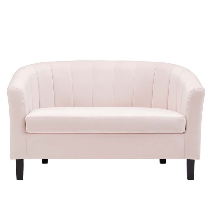 Prospect Channel Tufted Loveseat - Luxurious Performance Velvet with Chic Retro Modern Design