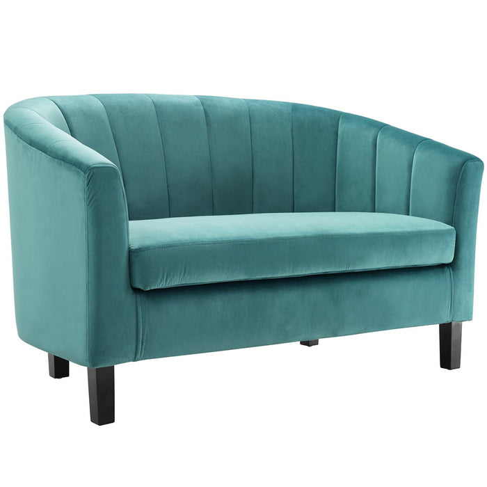 Prospect Channel Tufted Loveseat - Luxurious Performance Velvet with Chic Retro Modern Design