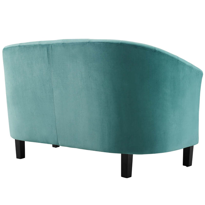 Prospect Channel Tufted Loveseat - Luxurious Performance Velvet with Chic Retro Modern Design