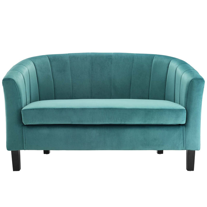 Prospect Channel Tufted Loveseat - Luxurious Performance Velvet with Chic Retro Modern Design
