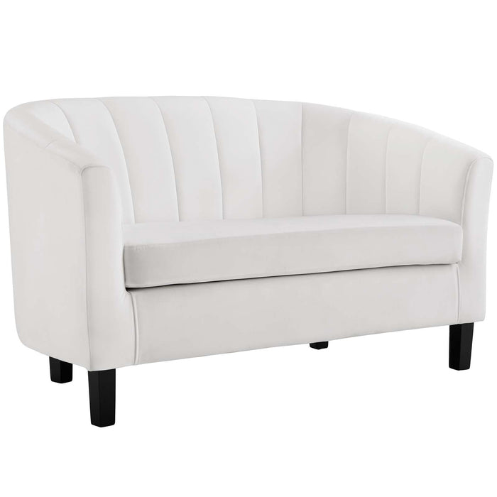 Prospect Channel Tufted Loveseat - Luxurious Performance Velvet with Chic Retro Modern Design
