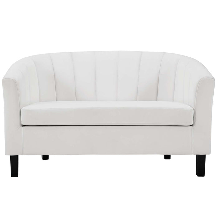 Prospect Channel Tufted Loveseat - Luxurious Performance Velvet with Chic Retro Modern Design