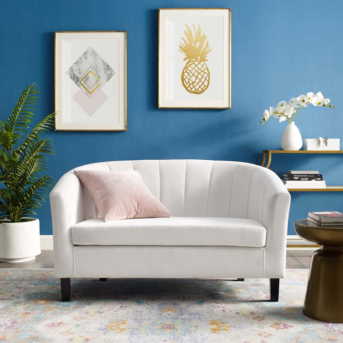 Prospect Channel Tufted Loveseat - Luxurious Performance Velvet with Chic Retro Modern Design