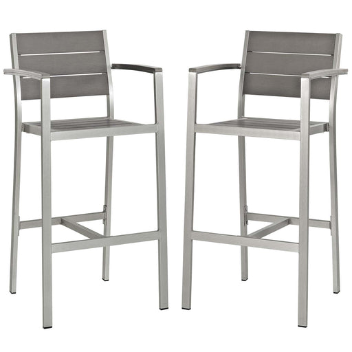 Shore Bar Stool Outdoor Patio Aluminum Set of 2 - alternate angle view