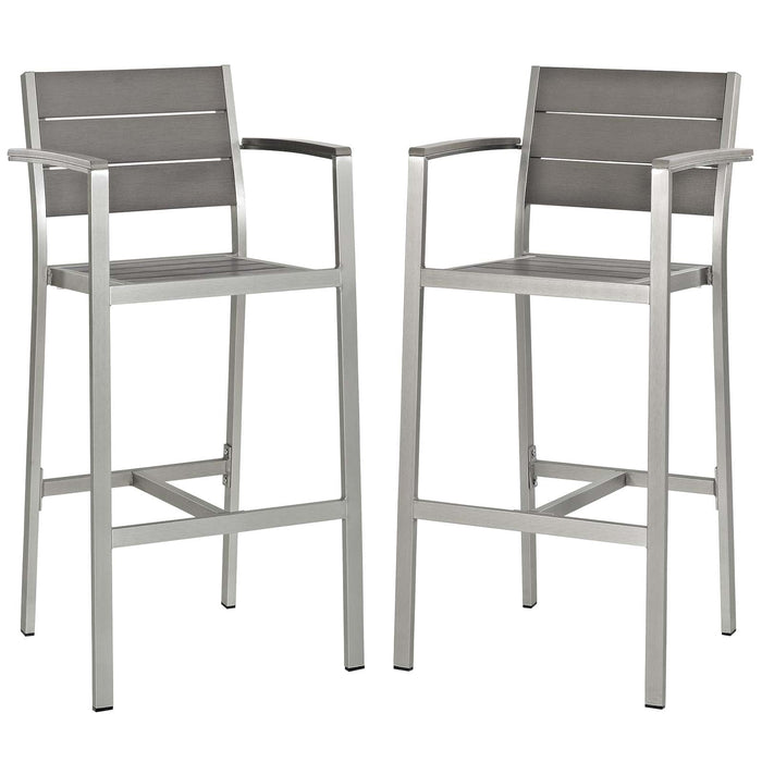 Shore Bar Stool Outdoor Patio Aluminum Set of 2 - alternate angle view