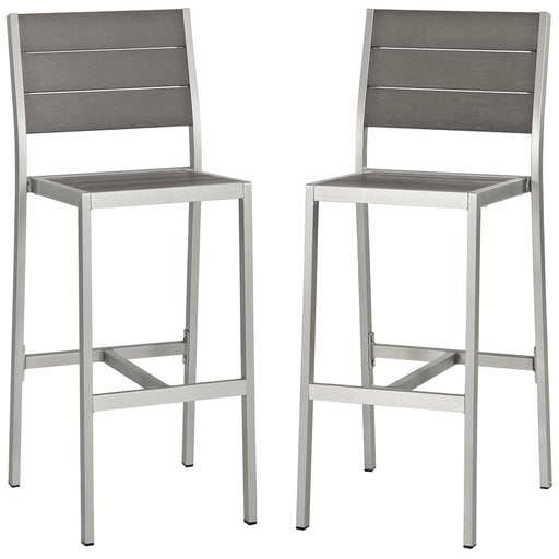 Shore Armless Bar Stool Outdoor Patio Aluminum Set of 2 - alternate angle view