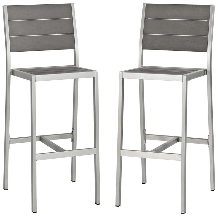 Shore Armless Bar Stool Outdoor Patio Aluminum Set of 2 - alternate angle view