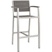 Modway Shore 3 Piece Outdoor Patio Aluminum Pub Set in Gray - Side View