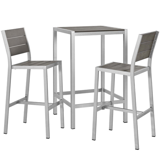 Shore 3 Piece Outdoor Patio Aluminum Pub Set - alternate angle view