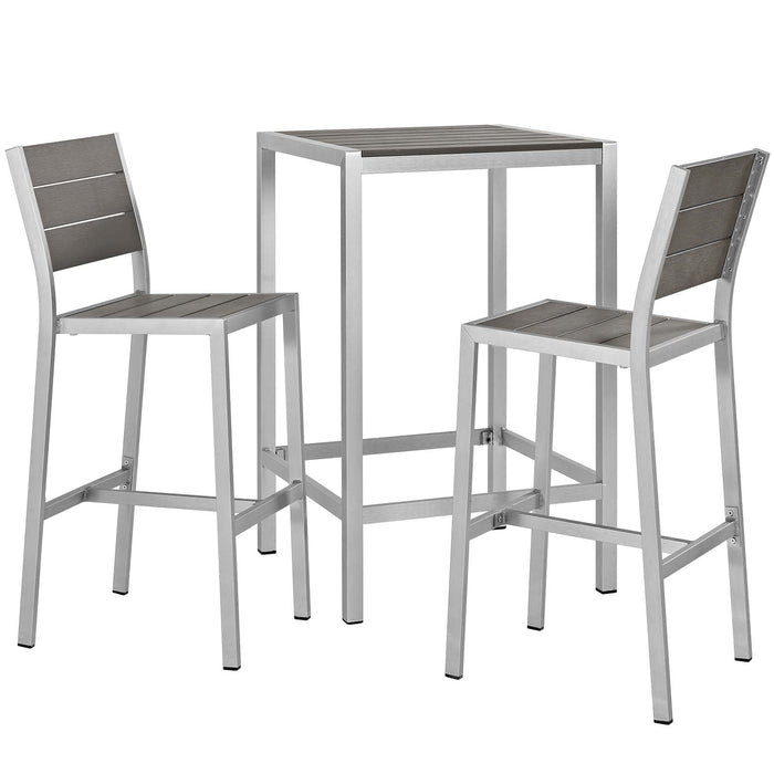 Shore 3 Piece Outdoor Patio Aluminum Pub Set - alternate angle view