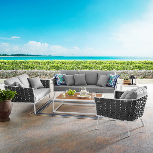 Stance 6 Piece Outdoor Aluminum Sectional Sofa Set by Modway - front view