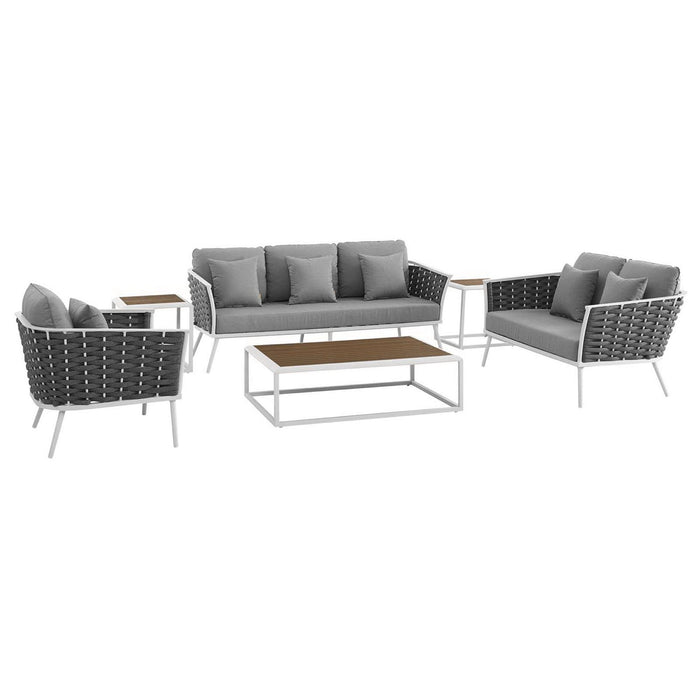 Stance 6 Piece Outdoor Aluminum Sectional Sofa Set by Modway - angle view