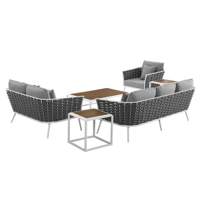 Stance 6 Piece Outdoor Aluminum Sectional Sofa Set by Modway - interior view