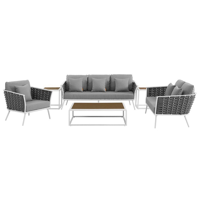 Stance 6 Piece Outdoor Aluminum Sectional Sofa Set by Modway - control panel detail