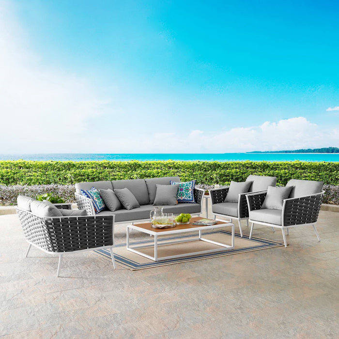 Stance 7 Piece Outdoor Aluminum Sectional Sofa Set by Modway - front view
