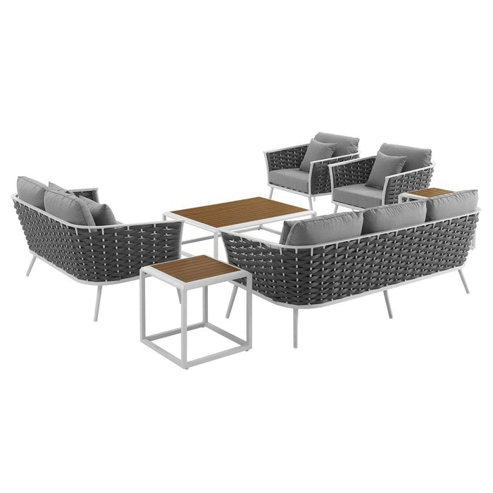 Stance 7 Piece Outdoor Aluminum Sectional Sofa Set by Modway - interior view