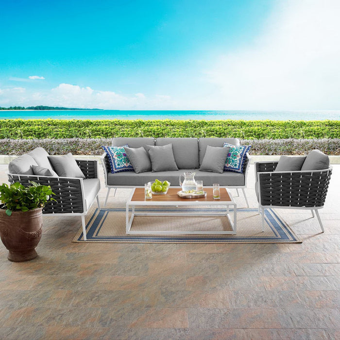 Stance 4 Piece Outdoor Aluminum Sectional Sofa Set by Modway - front view