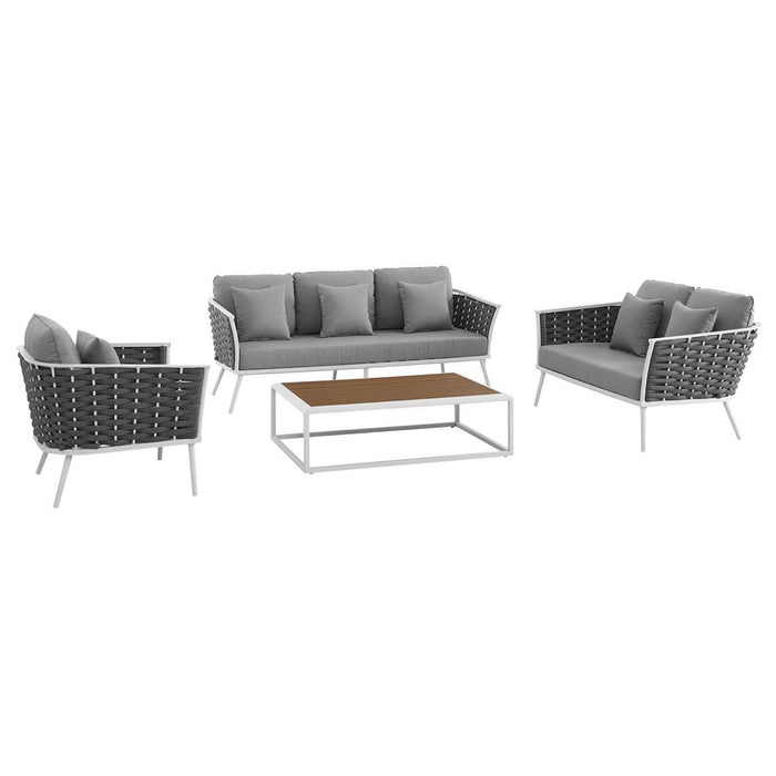 Stance 4 Piece Outdoor Aluminum Sectional Sofa Set by Modway - angle view