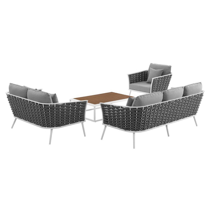 Stance 4 Piece Outdoor Aluminum Sectional Sofa Set by Modway - top view