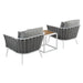 Stance 3 Piece Outdoor Patio Aluminum Sectional Sofa Set White Gray
