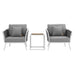 Stance 3 Piece Outdoor Patio Aluminum Sectional Sofa Set White Gray