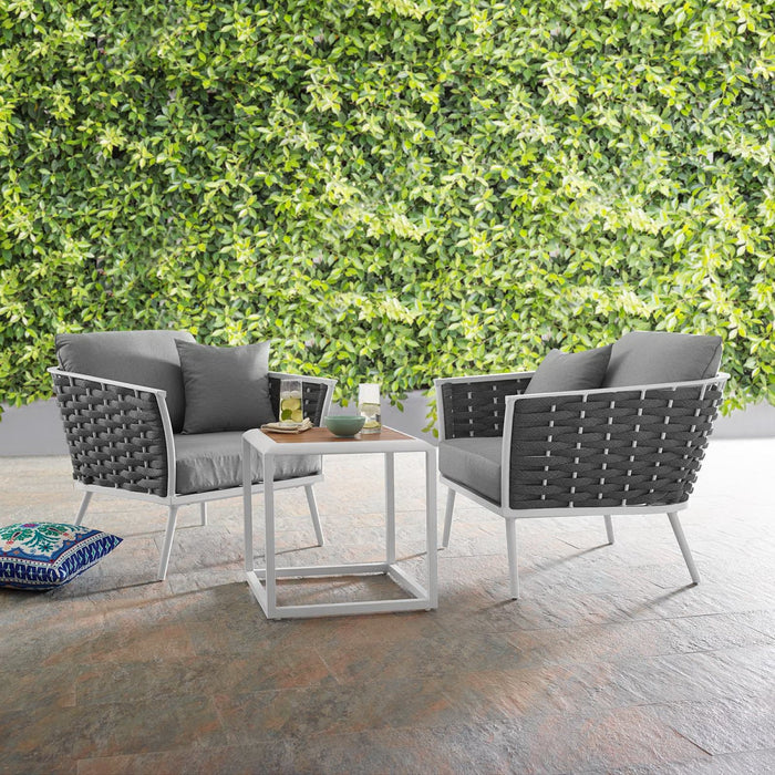 Stance 3 Piece Outdoor Patio Aluminum Sectional Sofa Set White Gray
